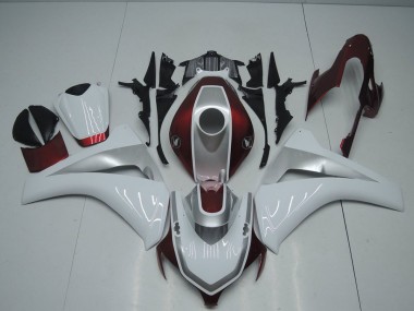 Custom 2008-2011 Red White and Silver Honda CBR1000RR Bike Fairing