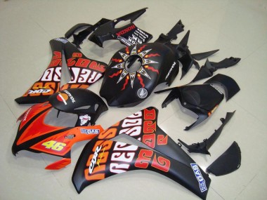 Custom 2008-2011 Rossi Matte Black Honda CBR1000RR Motorcycle Replacement Fairings