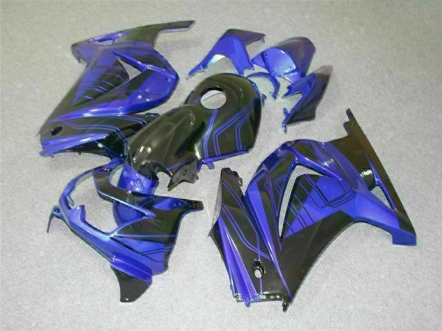Custom 2008-2012 Black Blue Kawasaki EX250 Bike Fairing Kit