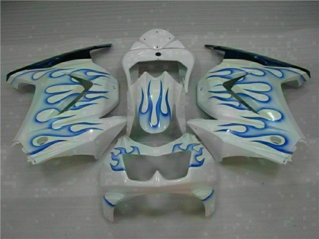 Aftermarket 2008-2012 White Blue Flame Kawasaki EX250 Motorcycle Bodywork