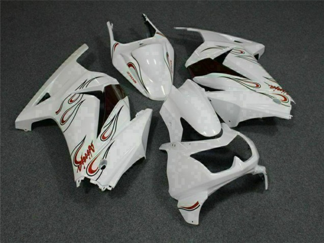 Aftermarket 2008-2012 White Red Kawasaki EX250 Motorcylce Fairings