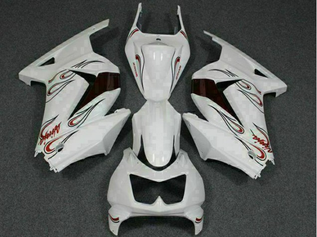 Aftermarket 2008-2012 White Red Kawasaki EX250 Motorcylce Fairings