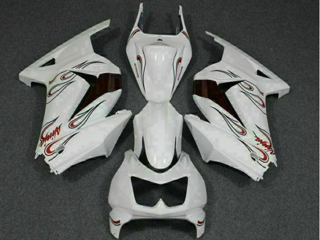 Custom 2008-2012 White Red Kawasaki EX250 Motorcylce Fairings Custom 2008-2012 White Red Kawasaki EX250 Motorcylce Fairings