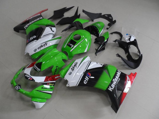 Aftermarket 2008-2012 Green White Black Kawasaki ZX250R Motor Fairings