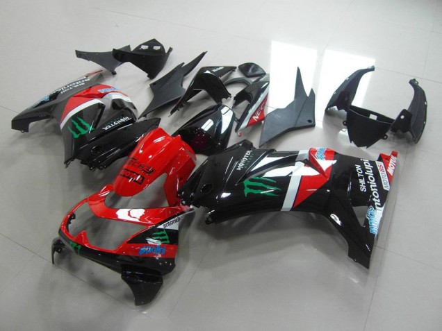Custom 2008-2012 Red and Black Monster Kawasaki ZX250R Bike Fairings Custom 2008-2012 Red and Black Monster Kawasaki ZX250R Bike Fairings