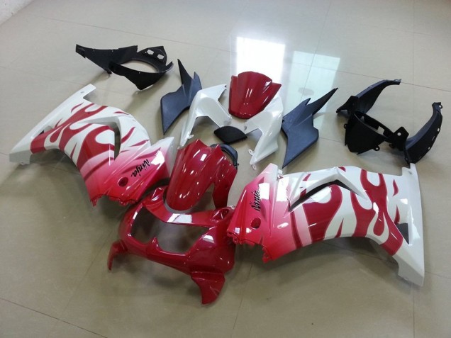 Custom 2008-2012 Pink Red Flame Kawasaki ZX250R Motorcycle Replacement Fairings Custom 2008-2012 Pink Red Flame Kawasaki ZX250R Motorcycle Replacement Fairings