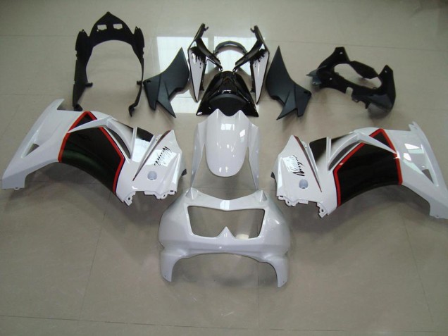 Aftermarket 2008-2012 Pearl White Black Kawasaki ZX250R Motorcyle Fairings