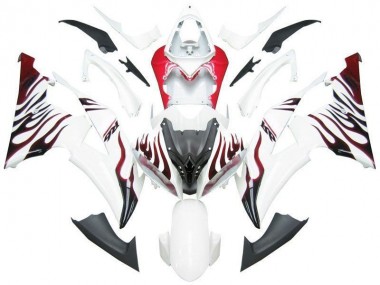 Custom 2008-2016 White Red Flame R6 Yamaha YZF R6 Motorbike Fairing