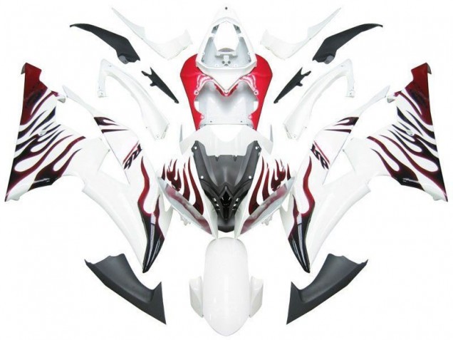 Custom 2008-2016 White Red Flame R6 Yamaha YZF R6 Motorbike Fairing Custom 2008-2016 White Red Flame R6 Yamaha YZF R6 Motorbike Fairing