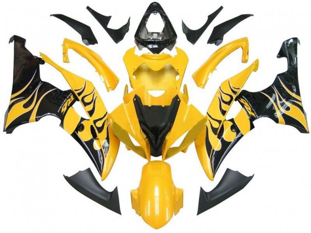 Custom 2008-2016 Yellow Black Flame R6 Yamaha YZF R6 Replacement Motorcycle Fairings Custom 2008-2016 Yellow Black Flame R6 Yamaha YZF R6 Replacement Motorcycle Fairings