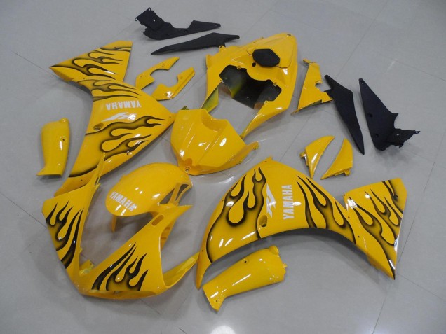Custom 2009-2011 Yellow Black Flame Yamaha YZF R1 Motorcycle Fairings Custom 2009-2011 Yellow Black Flame Yamaha YZF R1 Motorcycle Fairings