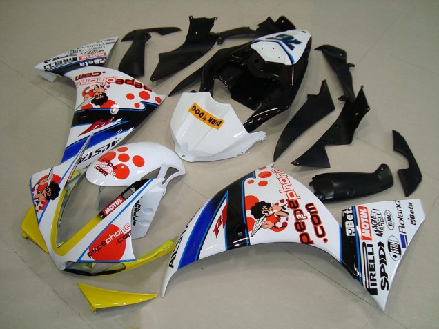 Custom 2009-2011 White Black Pepe Phone Yamaha YZF R1 Motorcycle Fairing Kits Custom 2009-2011 White Black Pepe Phone Yamaha YZF R1 Motorcycle Fairing Kits