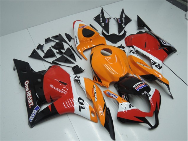 Custom 2009-2012 Orange Red Black Repsol Honda CBR600RR Motorcyle Fairings