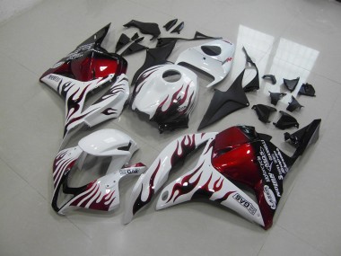 Custom 2009-2012 Red Black Flame Honda CBR600RR Motor Bike Fairings