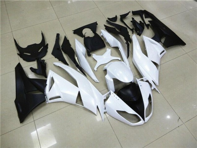 Custom 2009-2012 White Kawasaki ZX6R Motorcyle Fairings Custom 2009-2012 White Kawasaki ZX6R Motorcyle Fairings