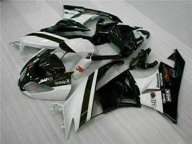 Aftermarket 2009-2012 Black White 3M Touch4 Kawasaki ZX6R Bike Fairings