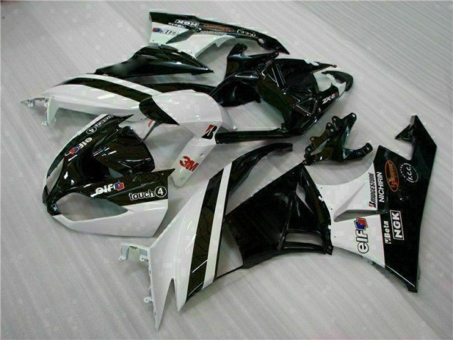 Custom 2009-2012 Black White 3M Touch4 Kawasaki ZX6R Bike Fairings Custom 2009-2012 Black White 3M Touch4 Kawasaki ZX6R Bike Fairings