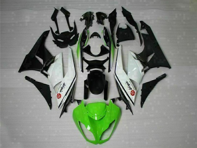 Custom 2009-2012 Green Black White 25 Kawasaki ZX6R Bike Fairings Custom 2009-2012 Green Black White 25 Kawasaki ZX6R Bike Fairings