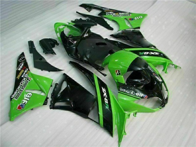 Aftermarket 2009-2012 Green Black Kawasaki ZX6R Motor Bike Fairings