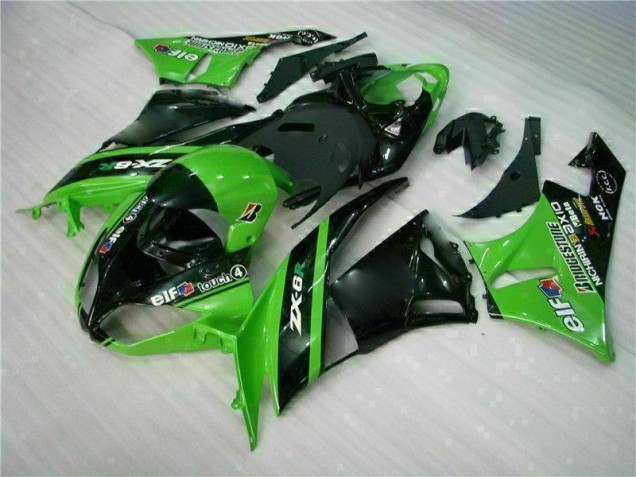 Aftermarket 2009-2012 Green Black Kawasaki ZX6R Motor Bike Fairings
