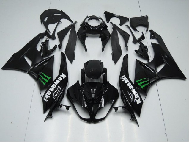 Custom 2009-2012 Black with Monster Kawasaki ZX6R Replacement Motorcycle Fairings Custom 2009-2012 Black with Monster Kawasaki ZX6R Replacement Motorcycle Fairings