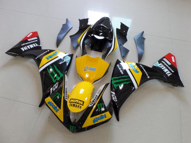 Custom 2012-2014 Yellow Black Monster Yamaha YZF R1 Replacement Fairings Custom 2012-2014 Yellow Black Monster Yamaha YZF R1 Replacement Fairings