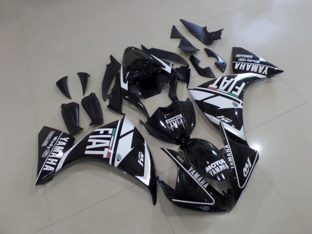Custom 2012-2014 Black White Fiat Yamaha YZF R1 Motorcycle Fairings Custom 2012-2014 Black White Fiat Yamaha YZF R1 Motorcycle Fairings