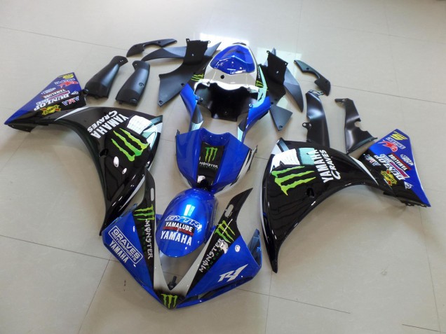 Custom 2012-2014 Blue Black Monster Yamaha YZF R1 Motorbike Fairing Custom 2012-2014 Blue Black Monster Yamaha YZF R1 Motorbike Fairing