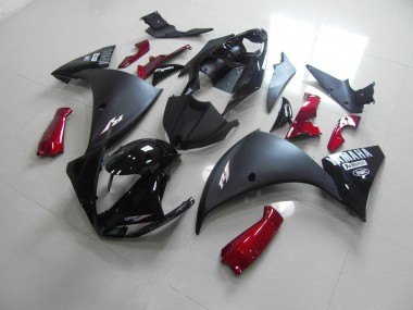 Custom 2012-2014 Matte Black Red Yamaha YZF R1 Bike Fairing Kit