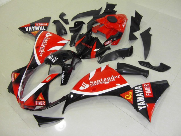 Custom 2012-2014 Red Black Santander Yamaha YZF R1 Motorbike Fairing Kits Custom 2012-2014 Red Black Santander Yamaha YZF R1 Motorbike Fairing Kits