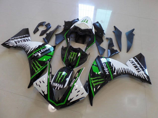 Custom 2012-2014 White Green Big Monster Yamaha YZF R1 Motorcycle Fairings Kits Custom 2012-2014 White Green Big Monster Yamaha YZF R1 Motorcycle Fairings Kits