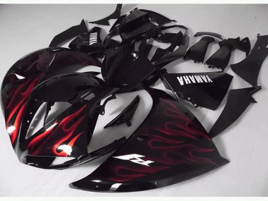 Custom 2012-2014 Red Black Flame Yamaha YZF R1 Motorcycle Fairing Kits