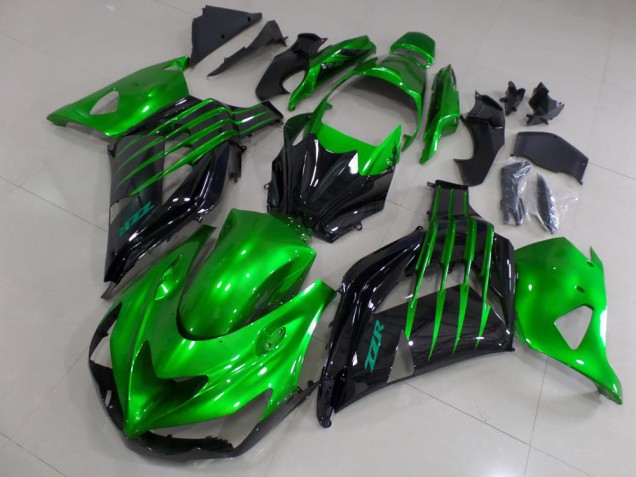 Aftermarket 2012-2021 Candy Green and Black Kawasaki ZX14R ZZR1400 Motorcycle Fairings Kits
