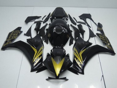 Custom 2012-2016 Glossy Black and Gold Honda CBR1000RR Replacement Fairings