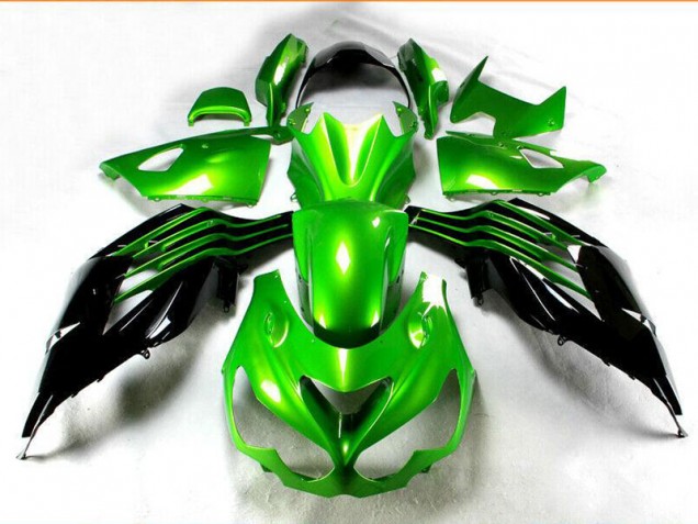 Custom 2012-2021 Black Green Kawasaki ZX14R ZZR1400 Motorcycle Replacement Fairings Custom 2012-2021 Black Green Kawasaki ZX14R ZZR1400 Motorcycle Replacement Fairings