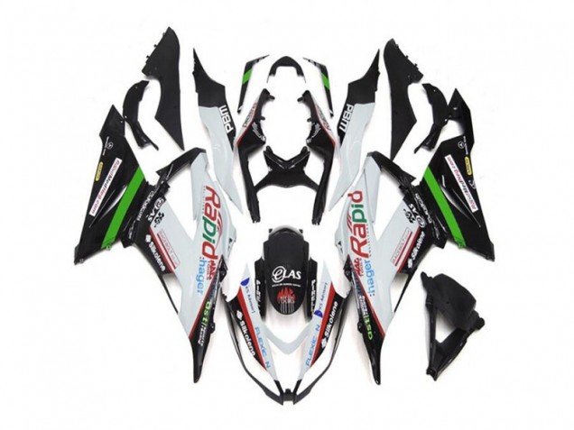 Custom 2013-2018 White Black Kawasaki ZX6R Replacement Motorcycle Fairings Custom 2013-2018 White Black Kawasaki ZX6R Replacement Motorcycle Fairings