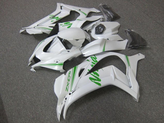 Custom 2016-2019 White Green Kawasaki ZX10R Motorcycle Fairing Custom 2016-2019 White Green Kawasaki ZX10R Motorcycle Fairing