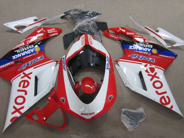 Aftermarket 2007-2014 White Red Xerox Ducati 1098 Motorcycle Replacement Fairings