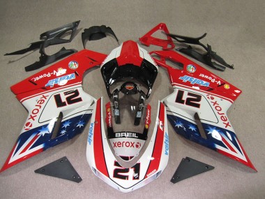 Custom 2007-2014 Red White Breil Xerox 21 Ducati 1098 Motorbike Fairings