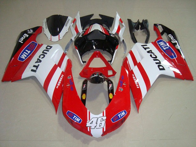 Custom 2007-2014 Red White Tim 46 Ducati 1098 Motorcycle Fairing Kit Custom 2007-2014 Red White Tim 46 Ducati 1098 Motorcycle Fairing Kit