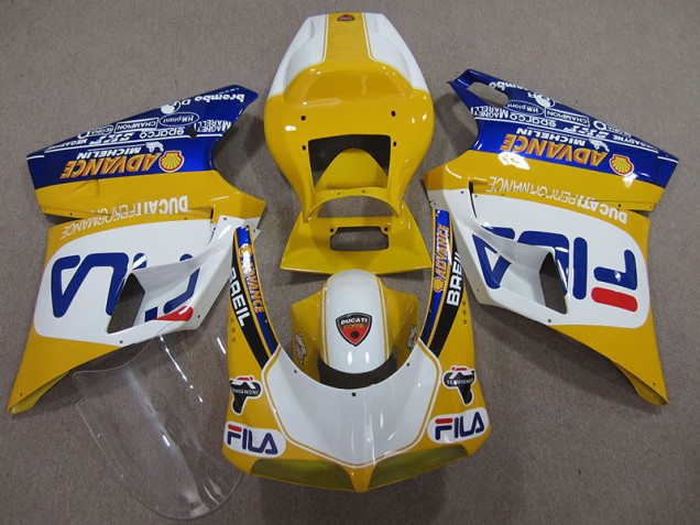 Aftermarket 1993-2005 Yellow White Fila Ducati 748 Bike Fairings