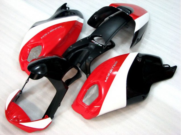 Custom 2008-2012 Black Red White Monster Ducati Monster 696 Motorcyle Fairings
