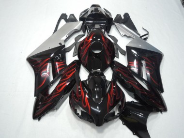 Custom 2004-2005 Black Red Flame Honda CBR1000RR Motorbike Fairing