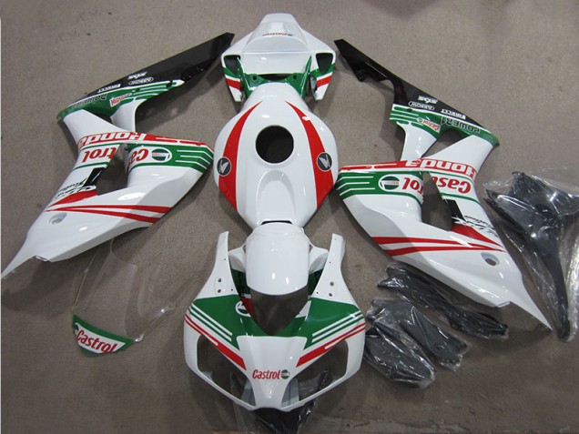 Aftermarket 2006-2007 White Green Red Castrol Honda CBR1000RR Motorcycle Fairings Kit