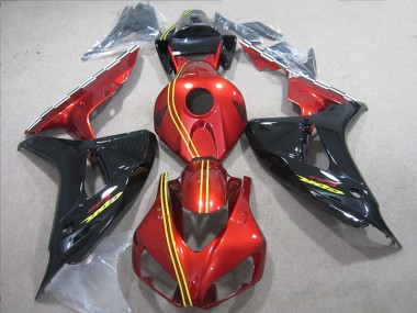 Custom 2006-2007 Black Red Yellow Honda CBR1000RR Motorcycle Replacement Fairings