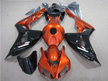 Custom 2006-2007 Black Orange Honda CBR1000RR Motorcycle Fairings Kit
