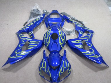 Custom 2006-2007 Blue Green Flame Honda CBR1000RR Motorcycle Fairings
