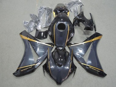 Custom 2008-2011 Black Gold Fireblade Honda CBR1000RR Motorbike Fairing Kits