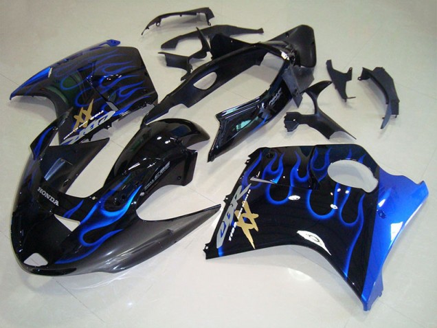 Aftermarket 1996-2007 Black Blue Flame Honda CBR1100XX Blackbird Bike Fairing