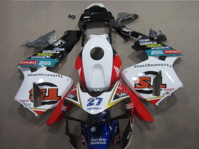 Custom 2003-2004 White Red Blue 27 Honda CBR600RR Motorcycle Fairings Custom 2003-2004 White Red Blue 27 Honda CBR600RR Motorcycle Fairings